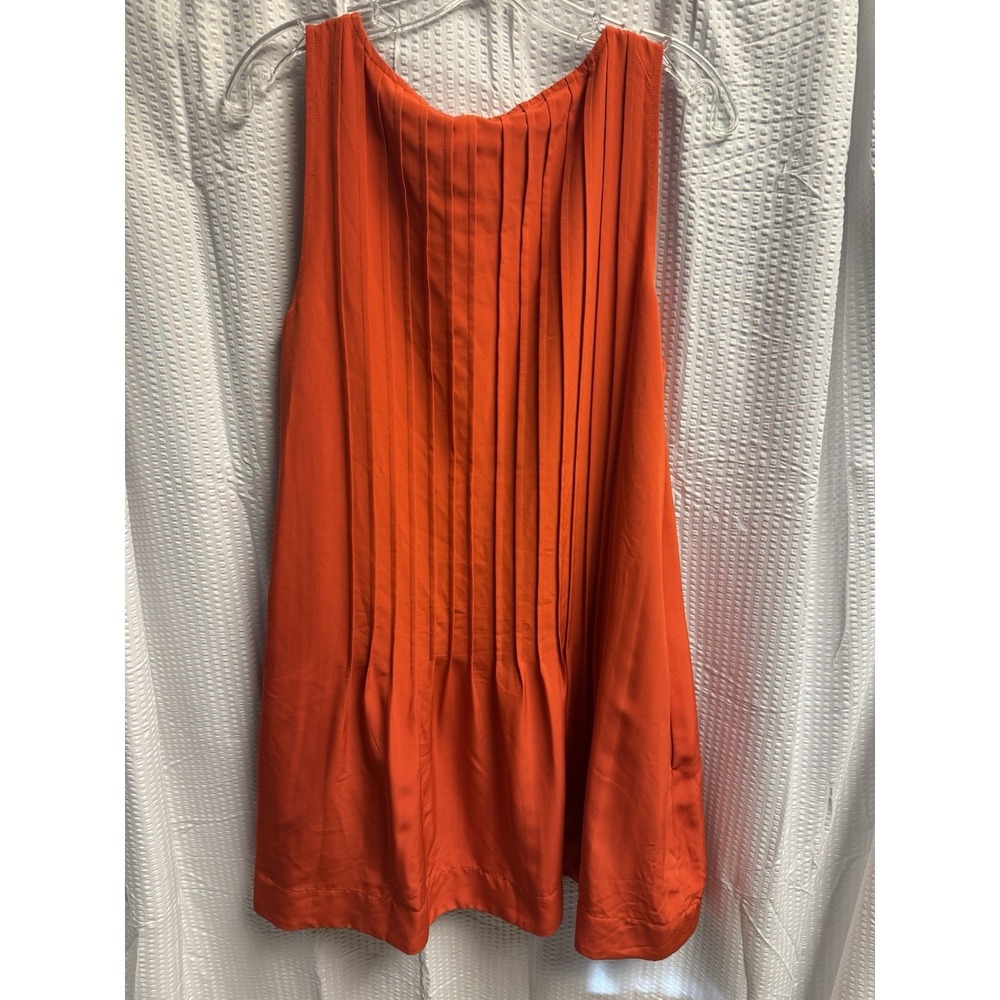 Lauren Ralph Lauren Pleated Red Orange Sleeveless Shift Dress 14P Lined - Picture 7 of 10